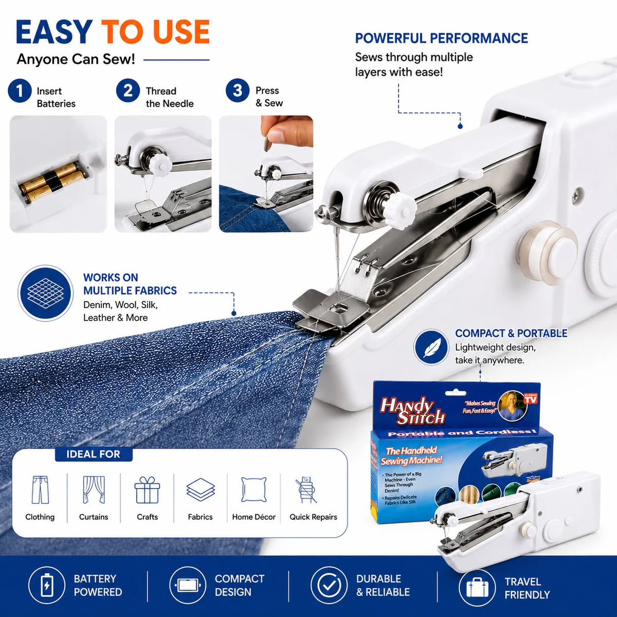 Mini Portable Sewing Machine – Compact Electric Stitching Machine for Home & Quick Repairs